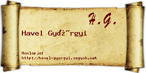 Havel Györgyi névjegykártya